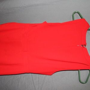 FOREVER 21 RED SLEEVELESS V NECK FITTED DRESS